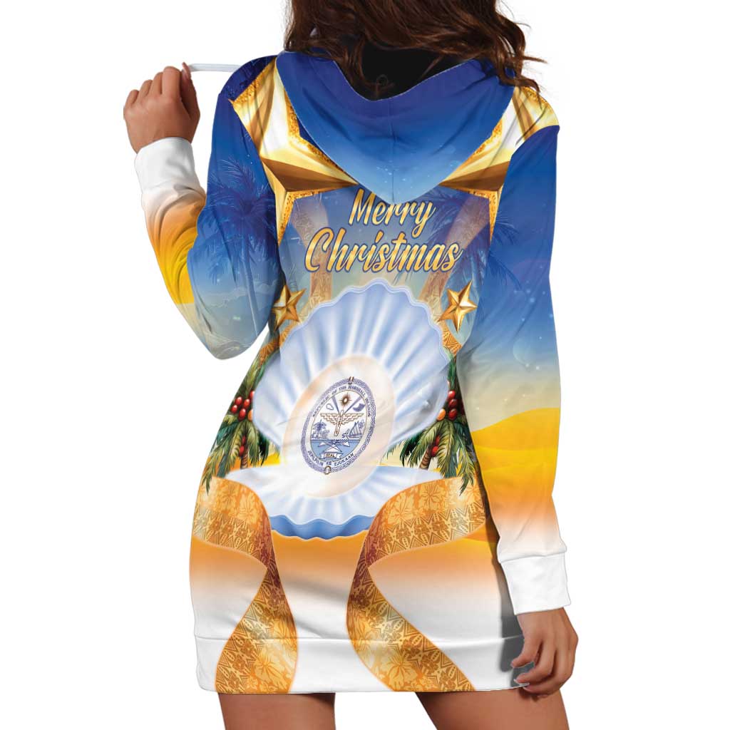 Marshall Islands Christmas Hoodie Dress Seashell Santa Beach Vibes LT05 - Polynesian Pride