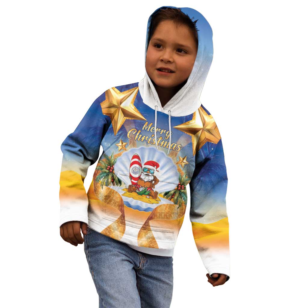 Marshall Islands Christmas Kid Hoodie Seashell Santa Beach Vibes - Polynesian Pride