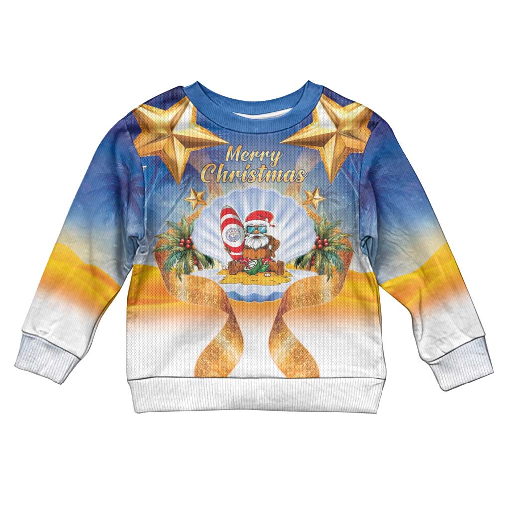 Marshall Islands Christmas Kid Ugly Christmas Sweater Seashell Santa Beach Vibes - Polynesian Pride