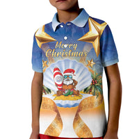 Marshall Islands Christmas Kid Polo Shirt Seashell Santa Beach Vibes LT05 Kid Navy - Polynesian Pride