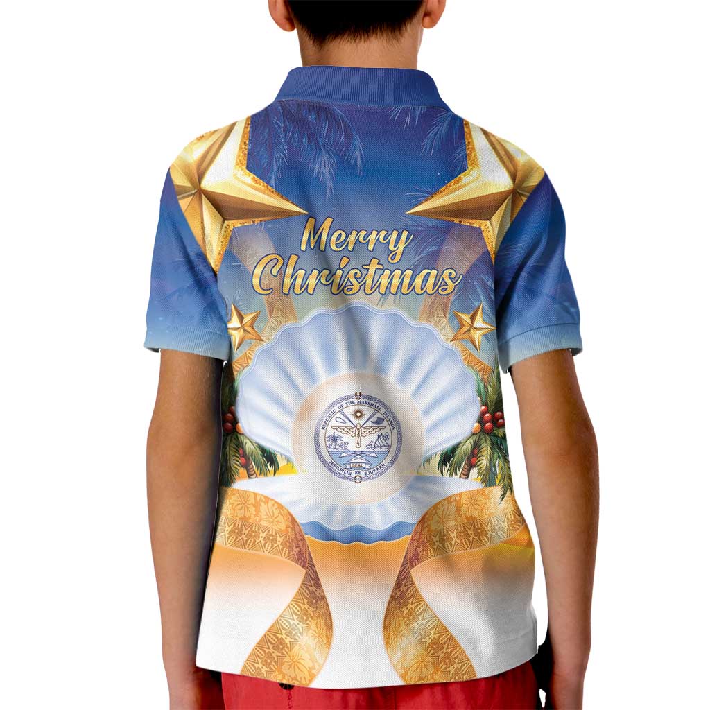 Marshall Islands Christmas Kid Polo Shirt Seashell Santa Beach Vibes LT05 - Polynesian Pride