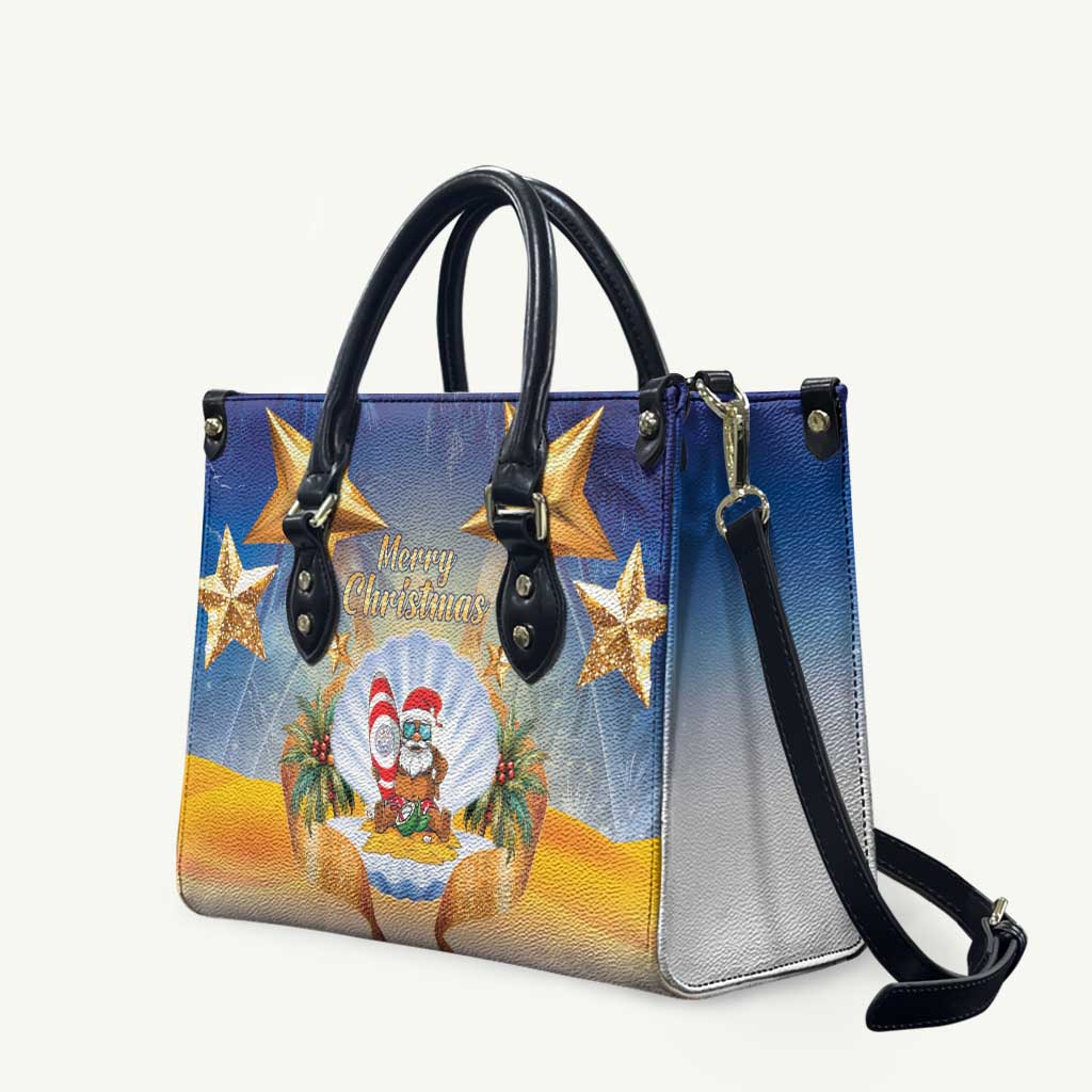 Marshall Islands Christmas Leather Bag Seashell Santa Beach Vibes LT05 Navy - Polynesian Pride