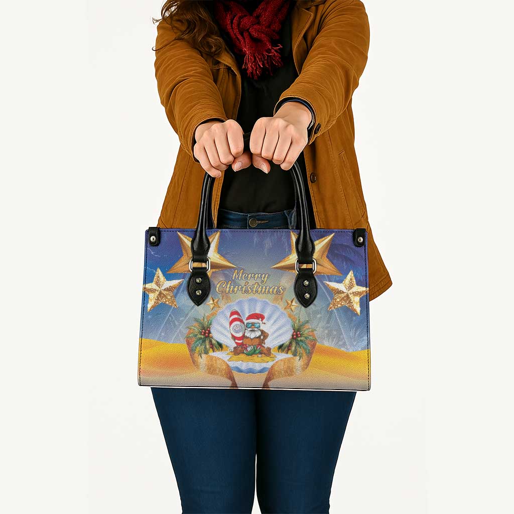 Marshall Islands Christmas Leather Bag Seashell Santa Beach Vibes LT05 - Polynesian Pride