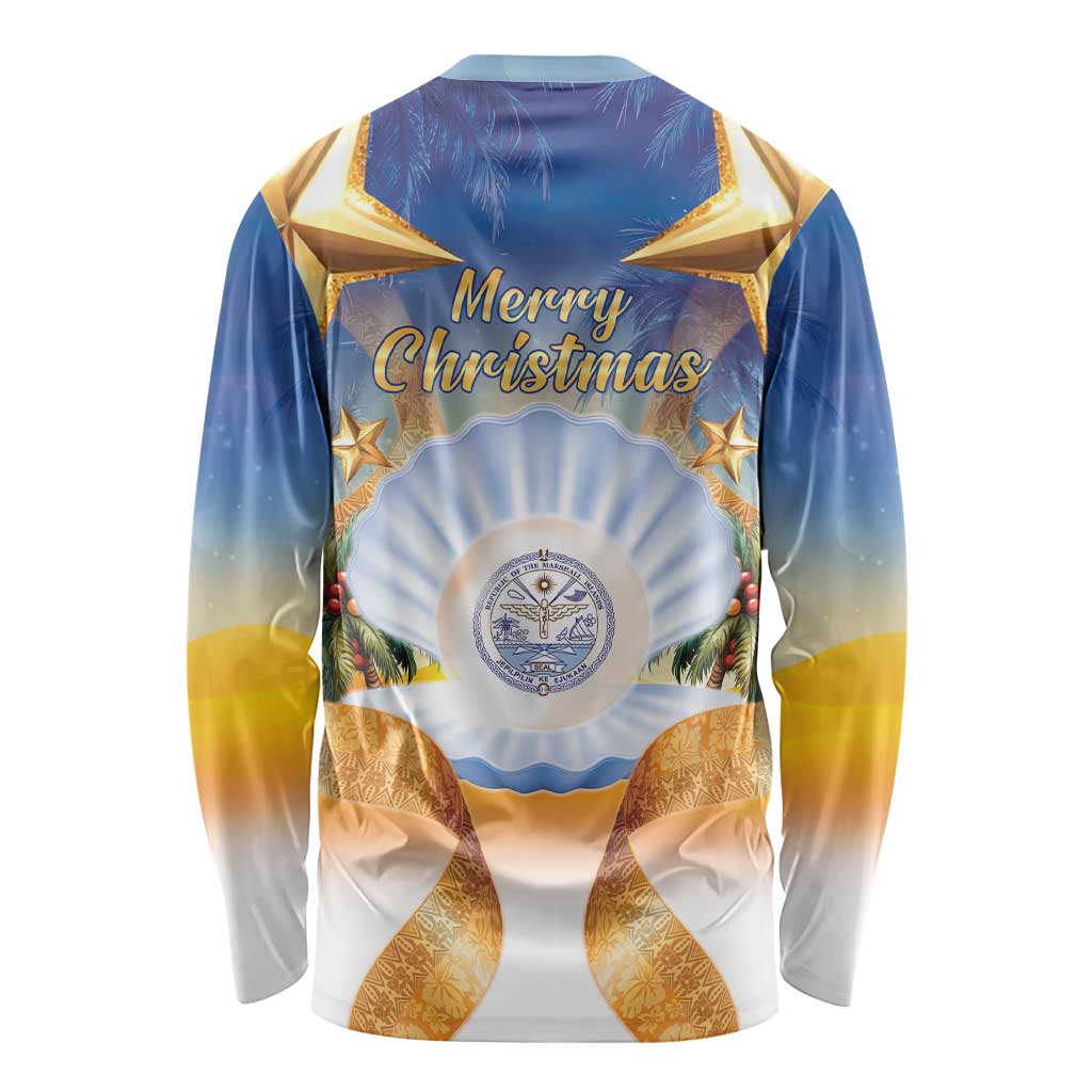 Marshall Islands Christmas Long Sleeve Shirt Seashell Santa Beach Vibes - Polynesian Pride