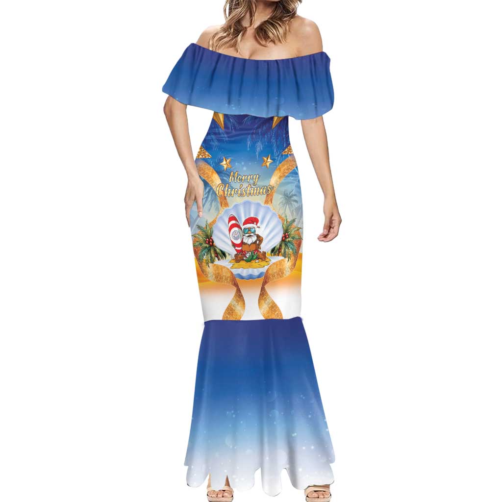 Marshall Islands Christmas Mermaid Dress Seashell Santa Beach Vibes LT05 - Polynesian Pride