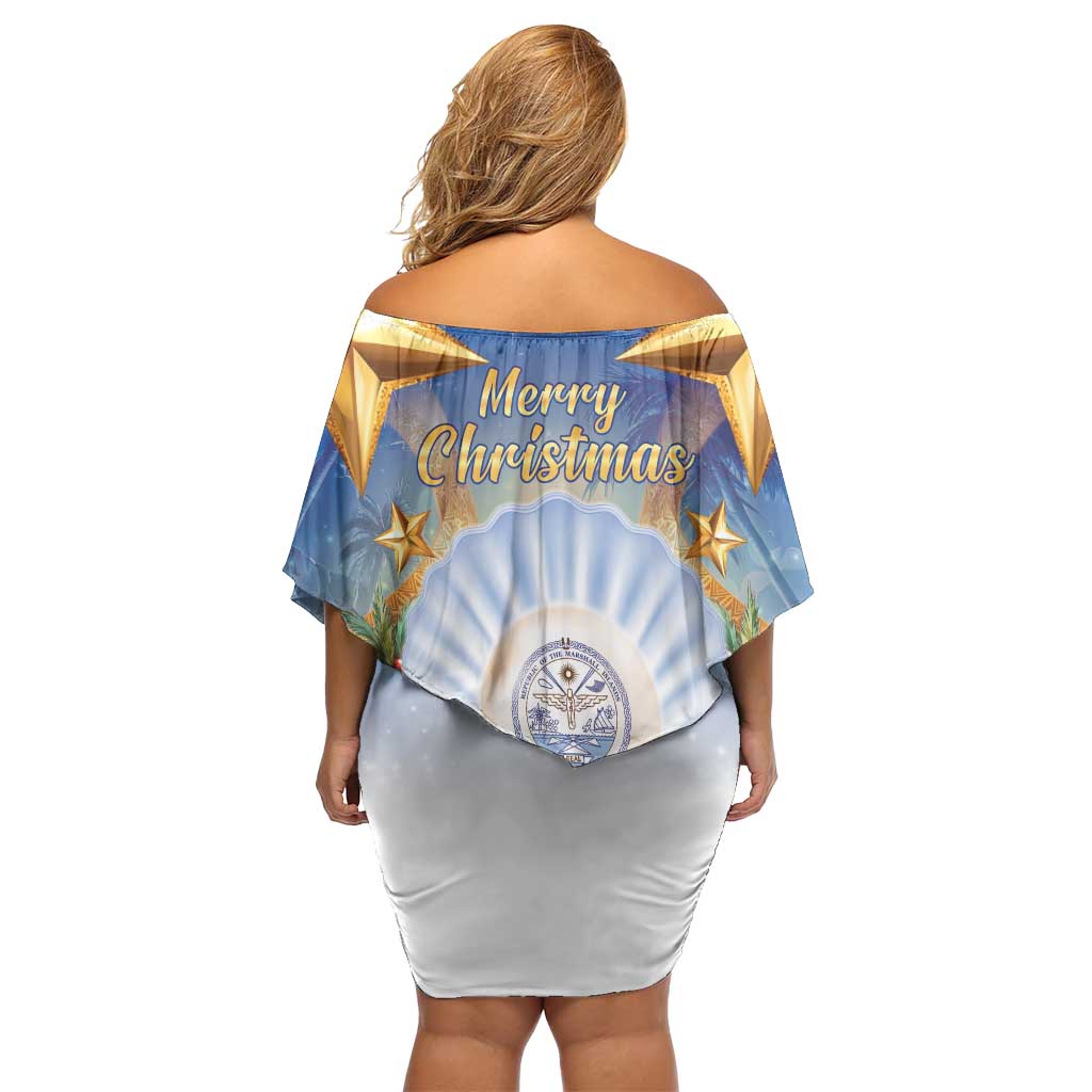 Marshall Islands Christmas Off Shoulder Short Dress Seashell Santa Beach Vibes - Polynesian Pride