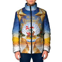 Marshall Islands Christmas Padded Jacket Seashell Santa Beach Vibes LT05 Men Navy - Polynesian Pride