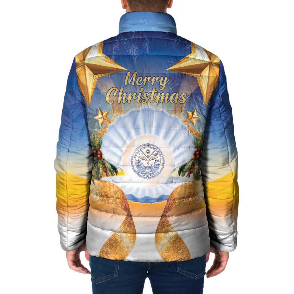 Marshall Islands Christmas Padded Jacket Seashell Santa Beach Vibes LT05 - Polynesian Pride