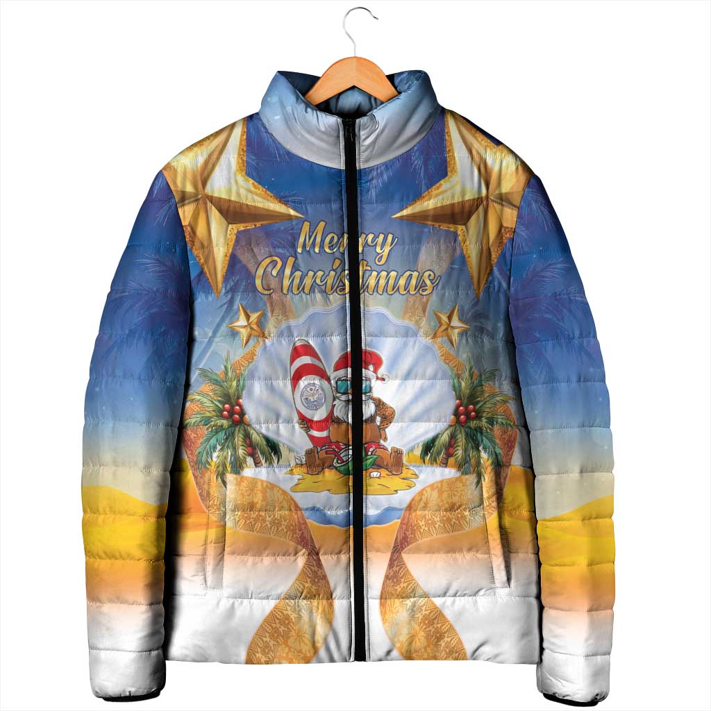 Marshall Islands Christmas Padded Jacket Seashell Santa Beach Vibes LT05 - Polynesian Pride