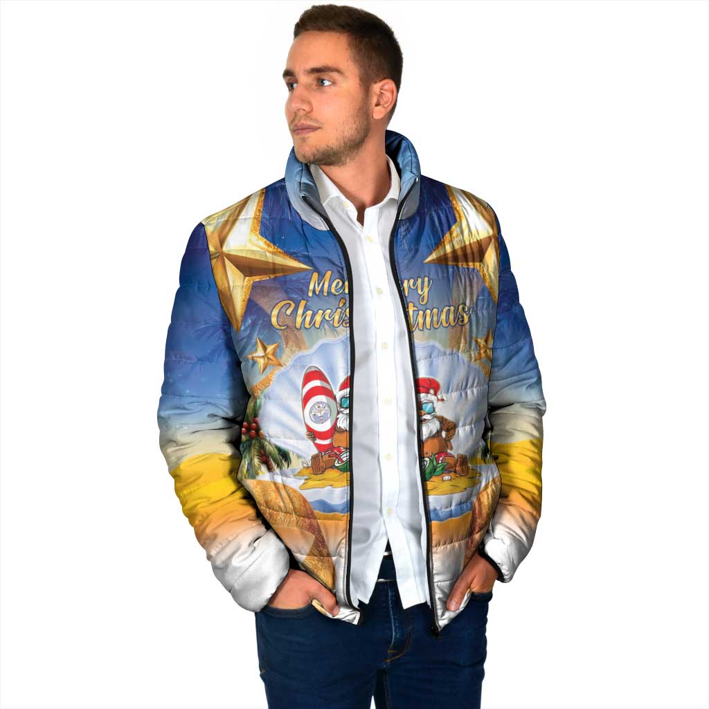 Marshall Islands Christmas Padded Jacket Seashell Santa Beach Vibes LT05 - Polynesian Pride