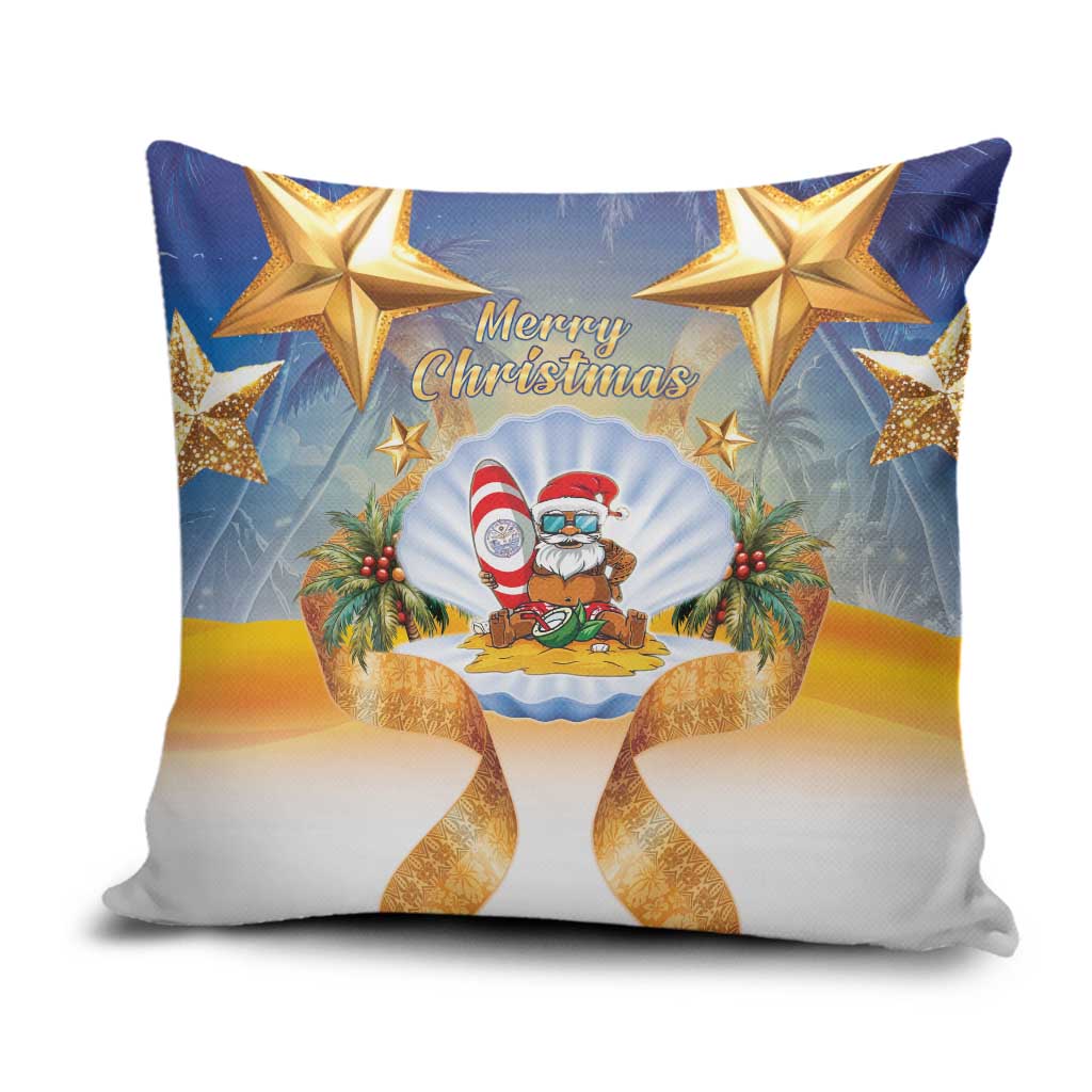Marshall Islands Christmas Pillow Cover Seashell Santa Beach Vibes - Polynesian Pride