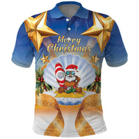 Marshall Islands Christmas Polo Shirt Seashell Santa Beach Vibes LT05 Navy - Polynesian Pride