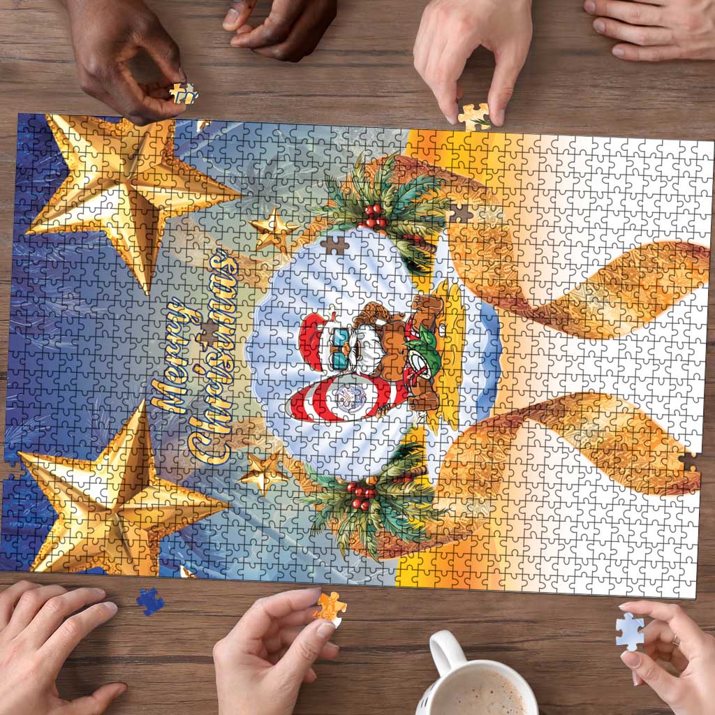 Marshall Islands Christmas Puzzle Seashell Santa Beach Vibes LT05 - Polynesian Pride