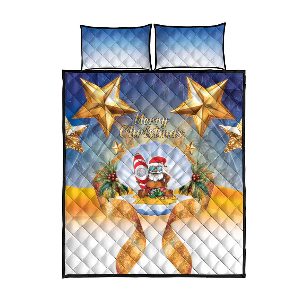 Marshall Islands Christmas Quilt Bed Set Seashell Santa Beach Vibes LT05 - Polynesian Pride