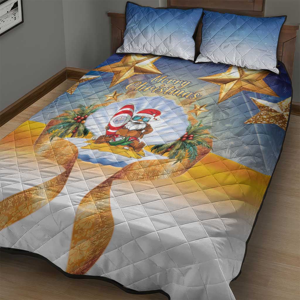 Marshall Islands Christmas Quilt Bed Set Seashell Santa Beach Vibes LT05 - Polynesian Pride