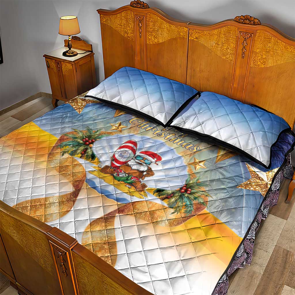 Marshall Islands Christmas Quilt Bed Set Seashell Santa Beach Vibes LT05 - Polynesian Pride