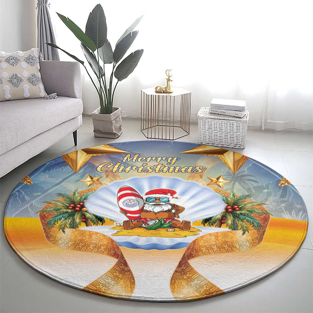 Marshall Islands Christmas Round Carpet Seashell Santa Beach Vibes LT05 - Polynesian Pride