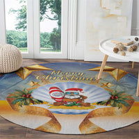 Marshall Islands Christmas Round Carpet Seashell Santa Beach Vibes LT05 - Polynesian Pride