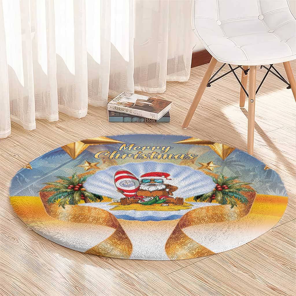 Marshall Islands Christmas Round Carpet Seashell Santa Beach Vibes LT05 - Polynesian Pride
