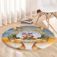Marshall Islands Christmas Round Carpet Seashell Santa Beach Vibes LT05 - Polynesian Pride