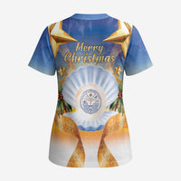 Marshall Islands Christmas Scrub Top Seashell Santa Beach Vibes LT05 - Polynesian Pride