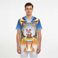 Marshall Islands Christmas Scrub Top Seashell Santa Beach Vibes LT05 - Polynesian Pride
