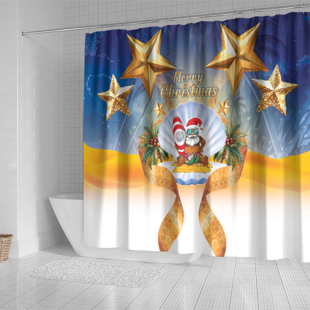 Marshall Islands Christmas Shower Curtain Seashell Santa Beach Vibes LT05 - Polynesian Pride