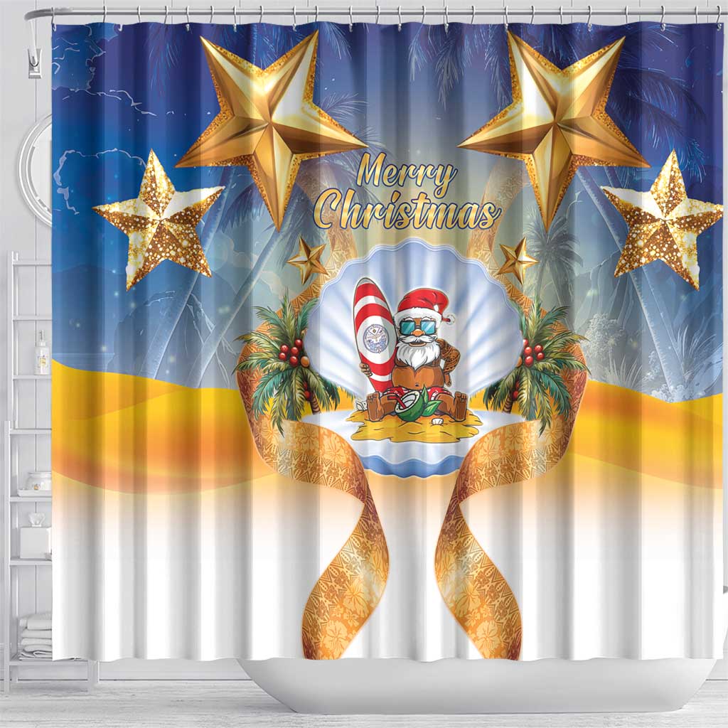 Marshall Islands Christmas Shower Curtain Seashell Santa Beach Vibes LT05 - Polynesian Pride