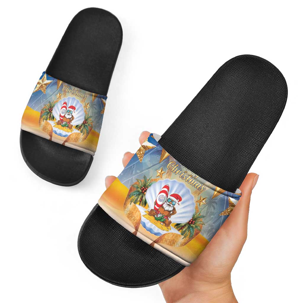 Marshall Islands Christmas Slide Sandals Seashell Santa Beach Vibes LT05 - Polynesian Pride