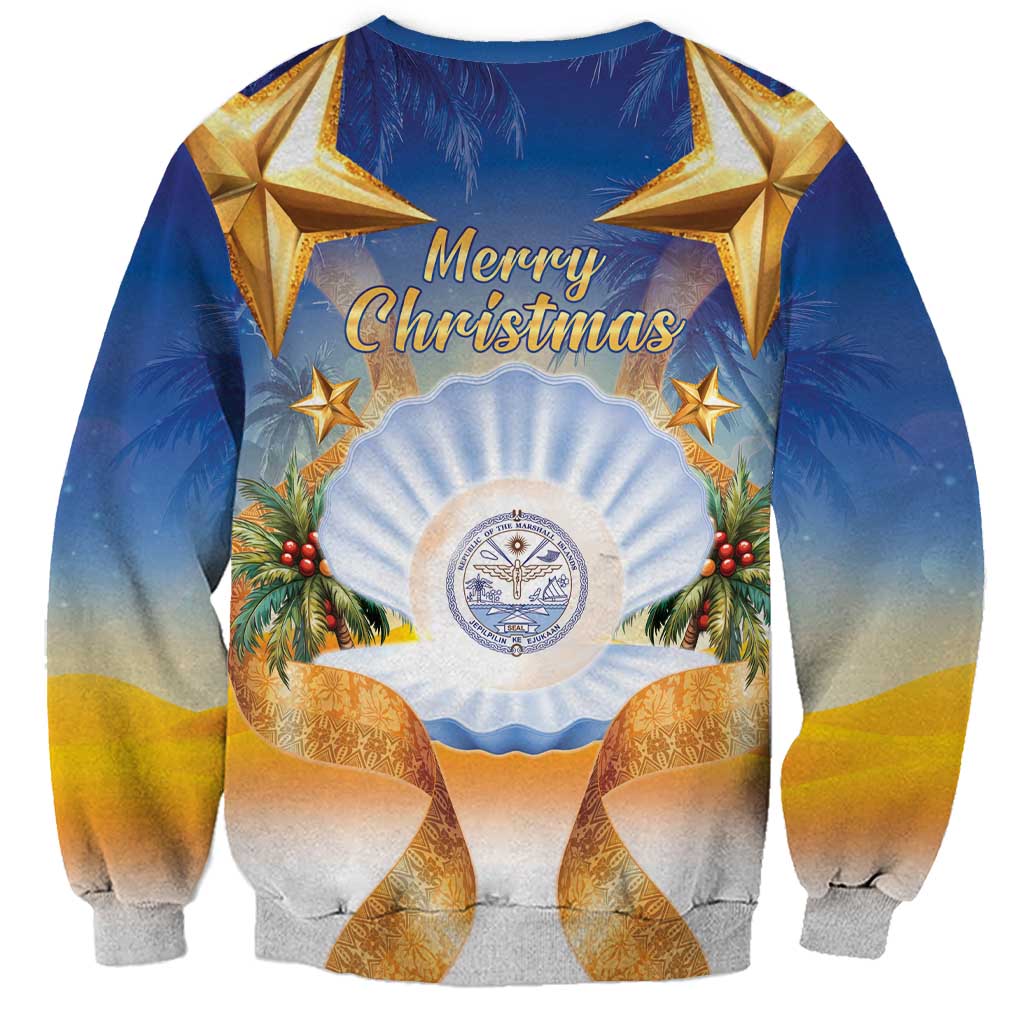 Marshall Islands Christmas Sweatshirt Seashell Santa Beach Vibes LT05 - Polynesian Pride