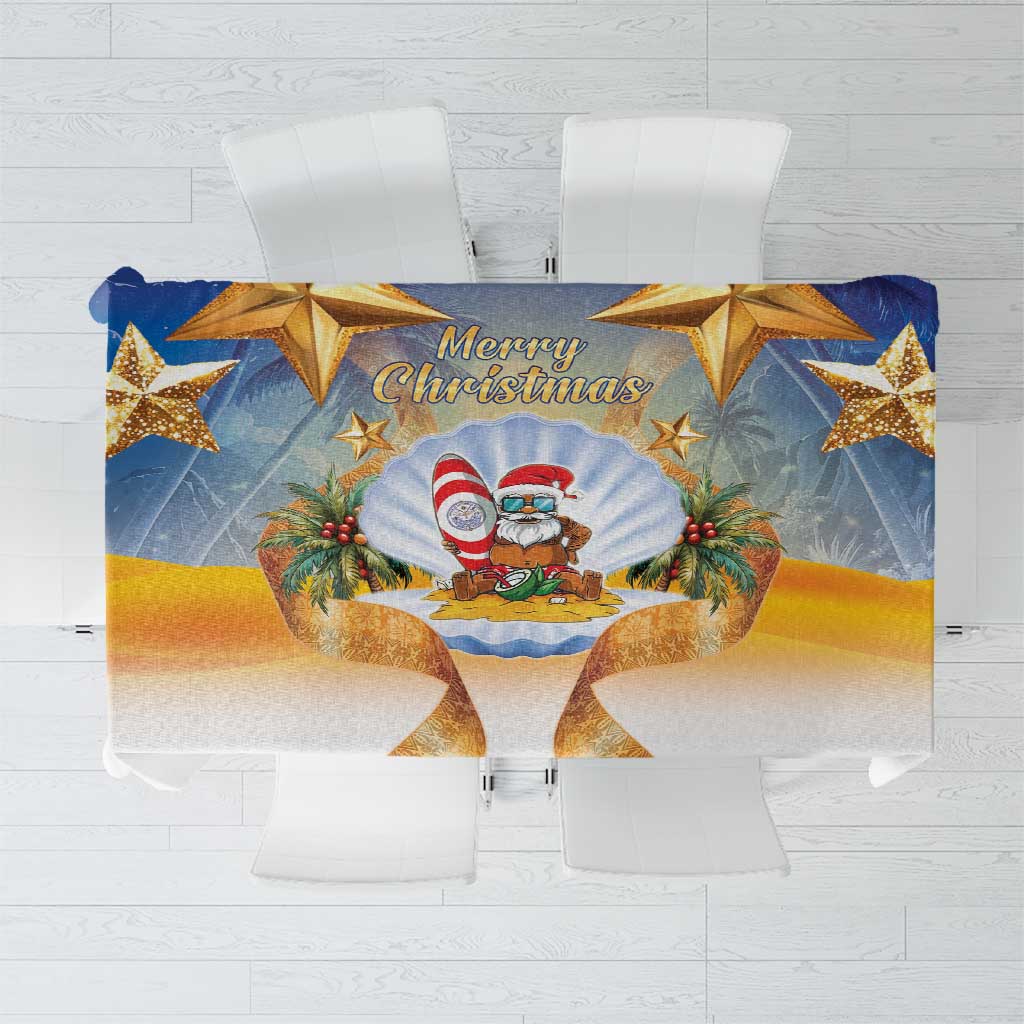 Marshall Islands Christmas Tablecloth Seashell Santa Beach Vibes - Polynesian Pride