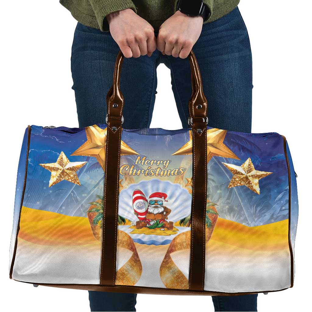 Marshall Islands Christmas Travel Bag Seashell Santa Beach Vibes LT05 Navy - Polynesian Pride