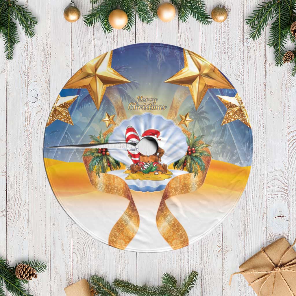 Marshall Islands Christmas Tree Skirt Seashell Santa Beach Vibes - Polynesian Pride