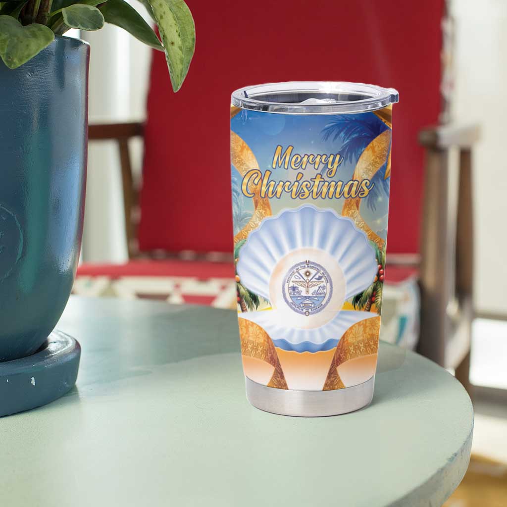 Marshall Islands Christmas Tumbler Cup Seashell Santa Beach Vibes LT05 - Polynesian Pride