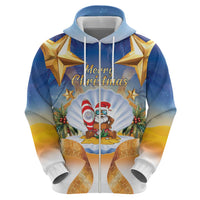 Marshall Islands Christmas Zip Hoodie Seashell Santa Beach Vibes LT05 - Polynesian Pride