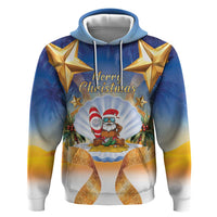 Marshall Islands Christmas Zip Hoodie Seashell Santa Beach Vibes LT05 Pullover Hoodie Navy - Polynesian Pride