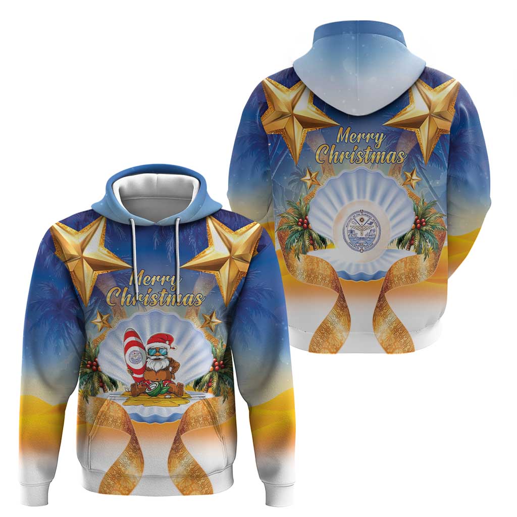 Marshall Islands Christmas Zip Hoodie Seashell Santa Beach Vibes LT05 - Polynesian Pride