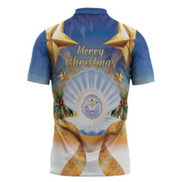 Marshall Islands Christmas Zipper Polo Shirt Seashell Santa Beach Vibes LT05 - Polynesian Pride