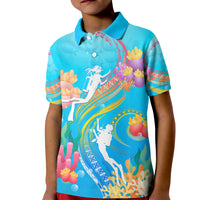 Under The Sea Scuba Diving Kid Polo Shirt Polynesian Pattern LT05 Kid Blue - Polynesian Pride