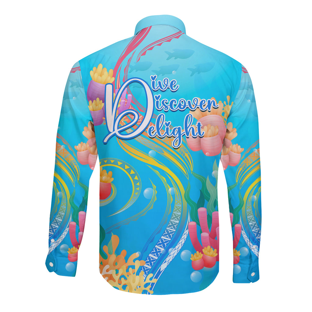 Under The Sea Scuba Diving Long Sleeve Button Shirt Polynesian Pattern LT05 - Polynesian Pride