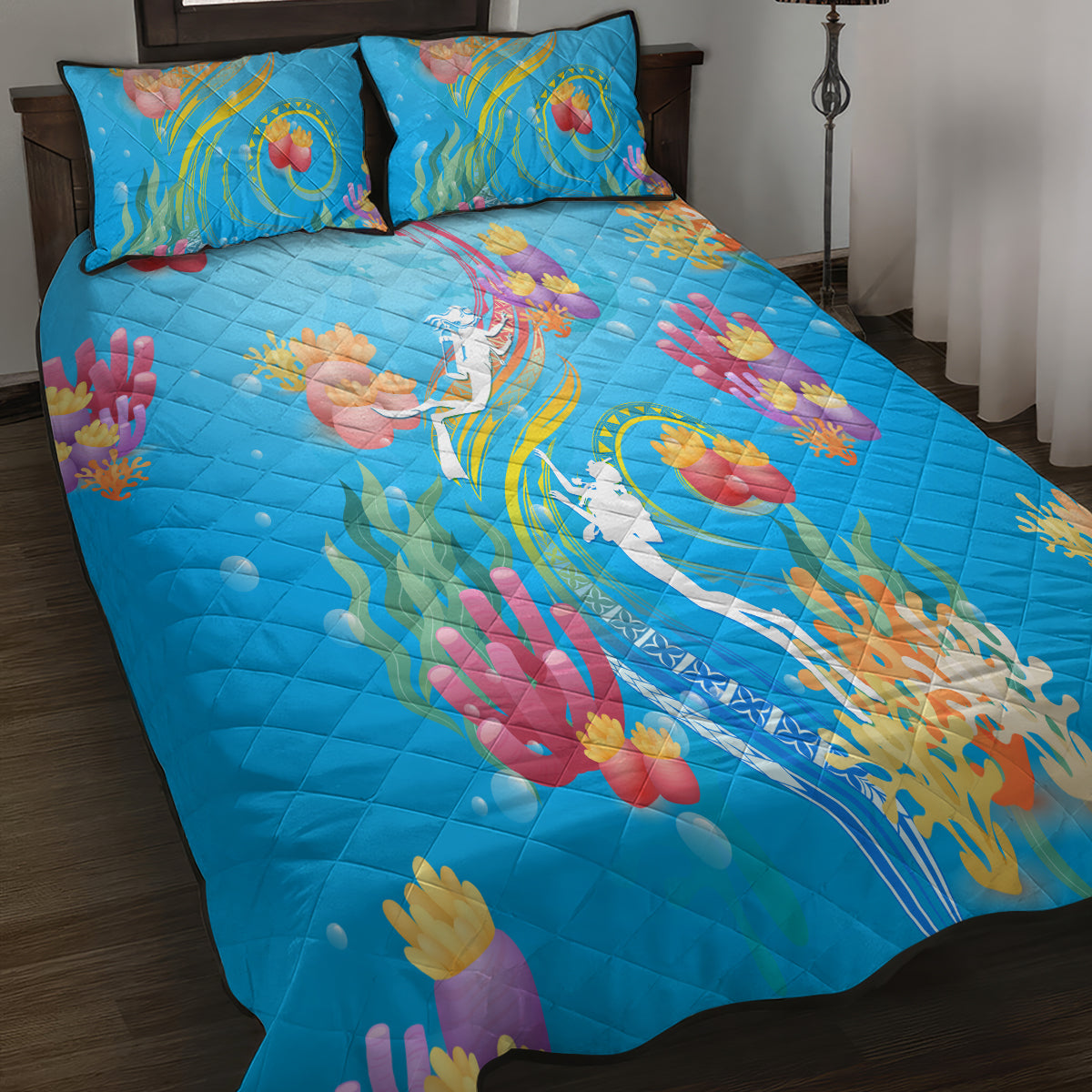 Under The Sea Scuba Diving Quilt Bed Set Polynesian Pattern LT05 - Polynesian Pride