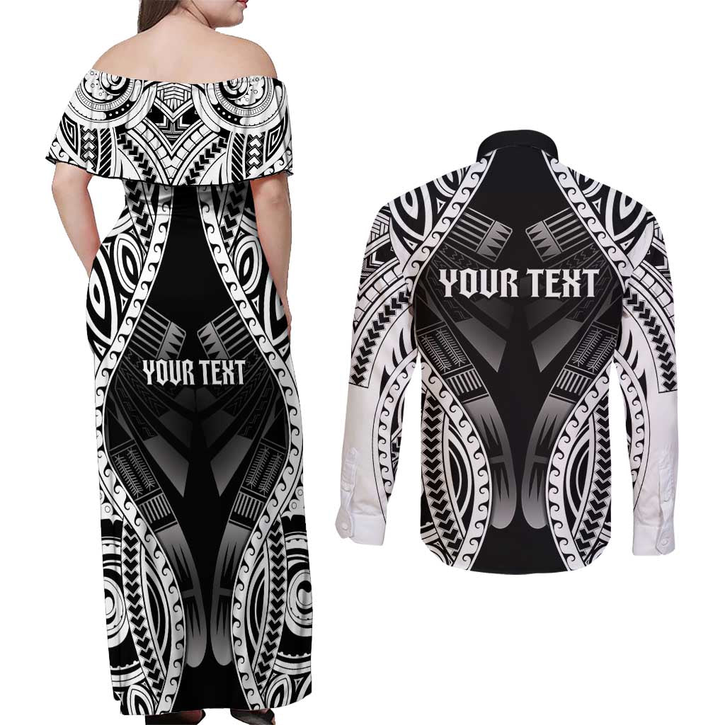 Personalised Remember Samoa Black Saturday Couples Matching Off Shoulder Maxi Dress and Long Sleeve Button Shirt Samoa Mo Samoa - Polynesian Pride