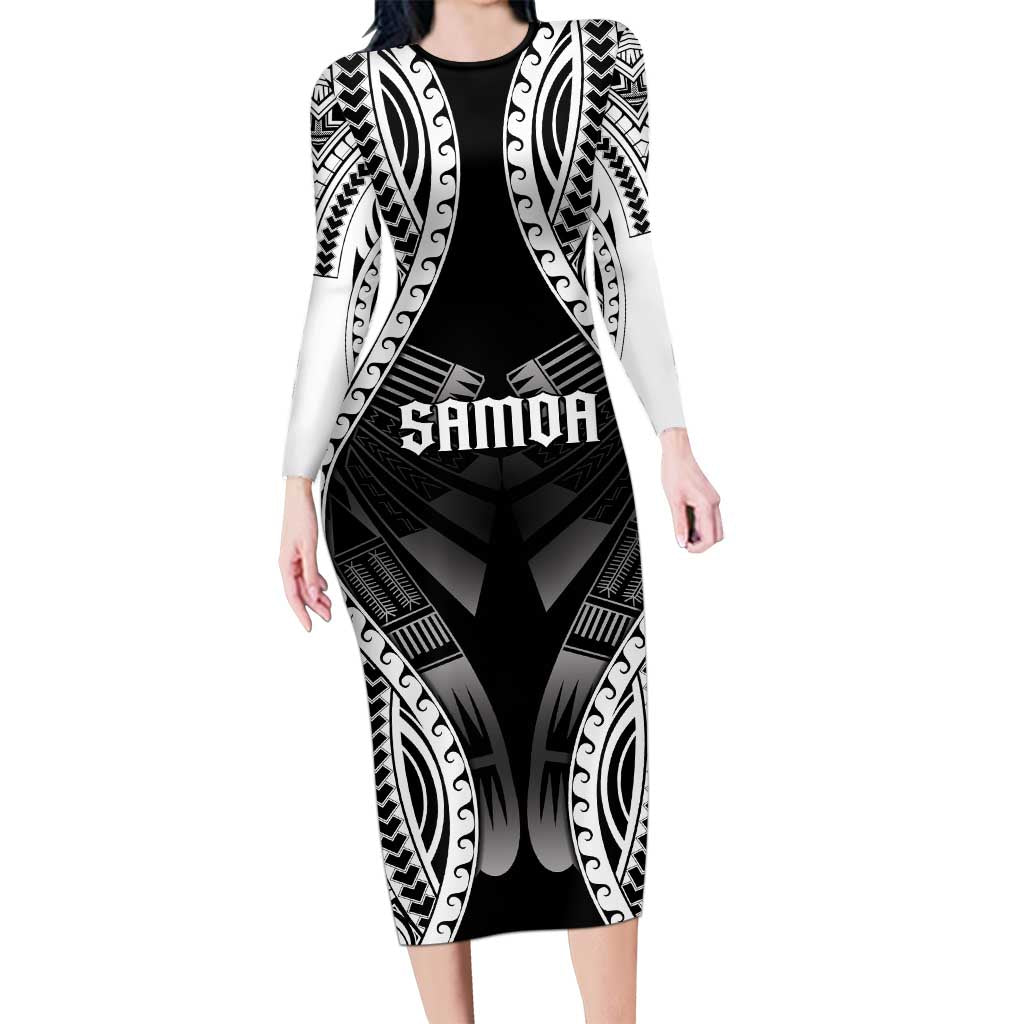Personalised Remember Samoa Black Saturday Long Sleeve Bodycon Dress Samoa Mo Samoa - Polynesian Pride