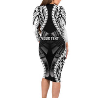 Personalised Remember Samoa Black Saturday Long Sleeve Bodycon Dress Samoa Mo Samoa - Polynesian Pride