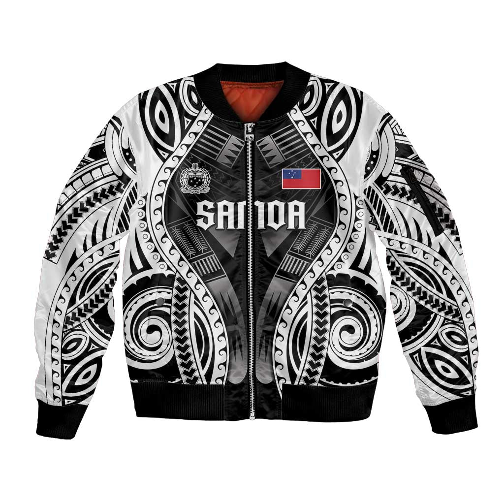 Personalised Remember Samoa Black Saturday Sleeve Zip Bomber Jacket Samoa Mo Samoa - Polynesian Pride