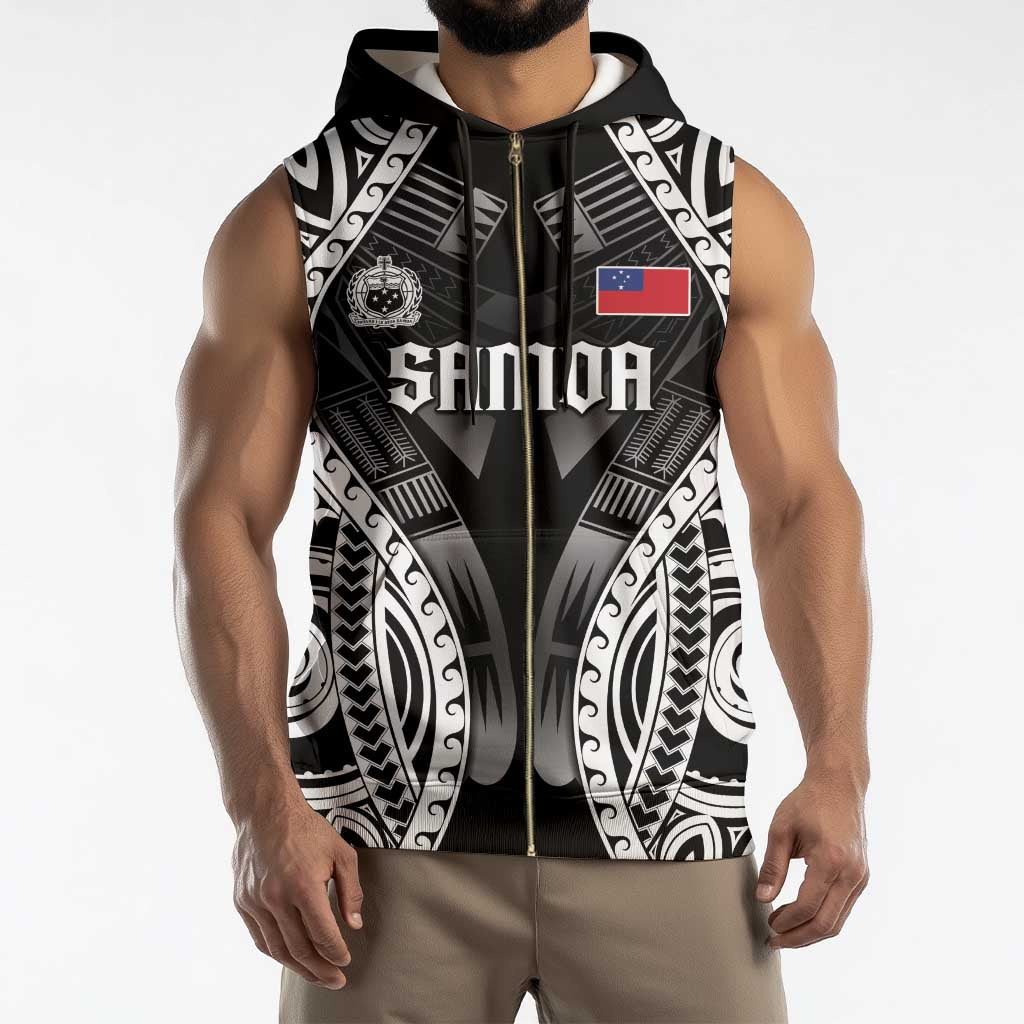 Personalised Remember Samoa Black Saturday Sleeveless Zip Hoodie Samoa Mo Samoa - Polynesian Pride