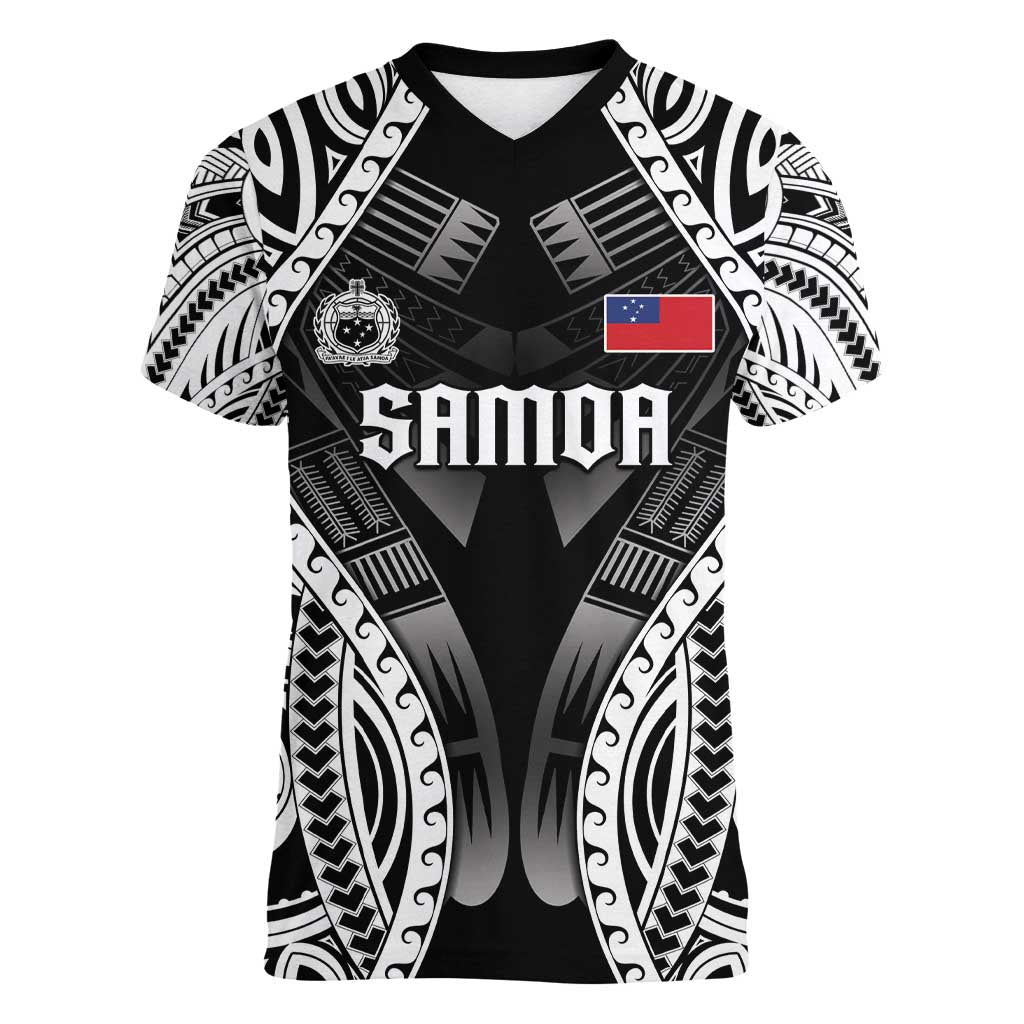 Personalised Remember Samoa Black Saturday Women V-Neck T-Shirt Samoa Mo Samoa - Polynesian Pride