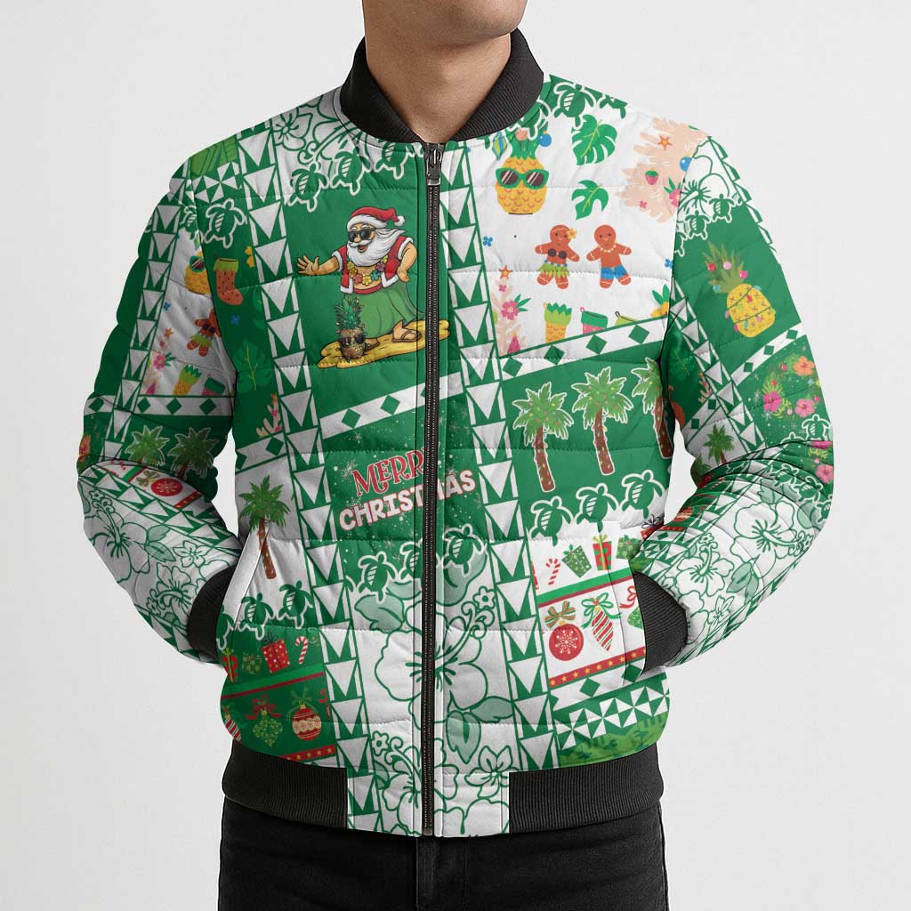 Norfolk Island Christmas Bomber Puffer Jacket Festive Beach Vibes - Polynesian Pride