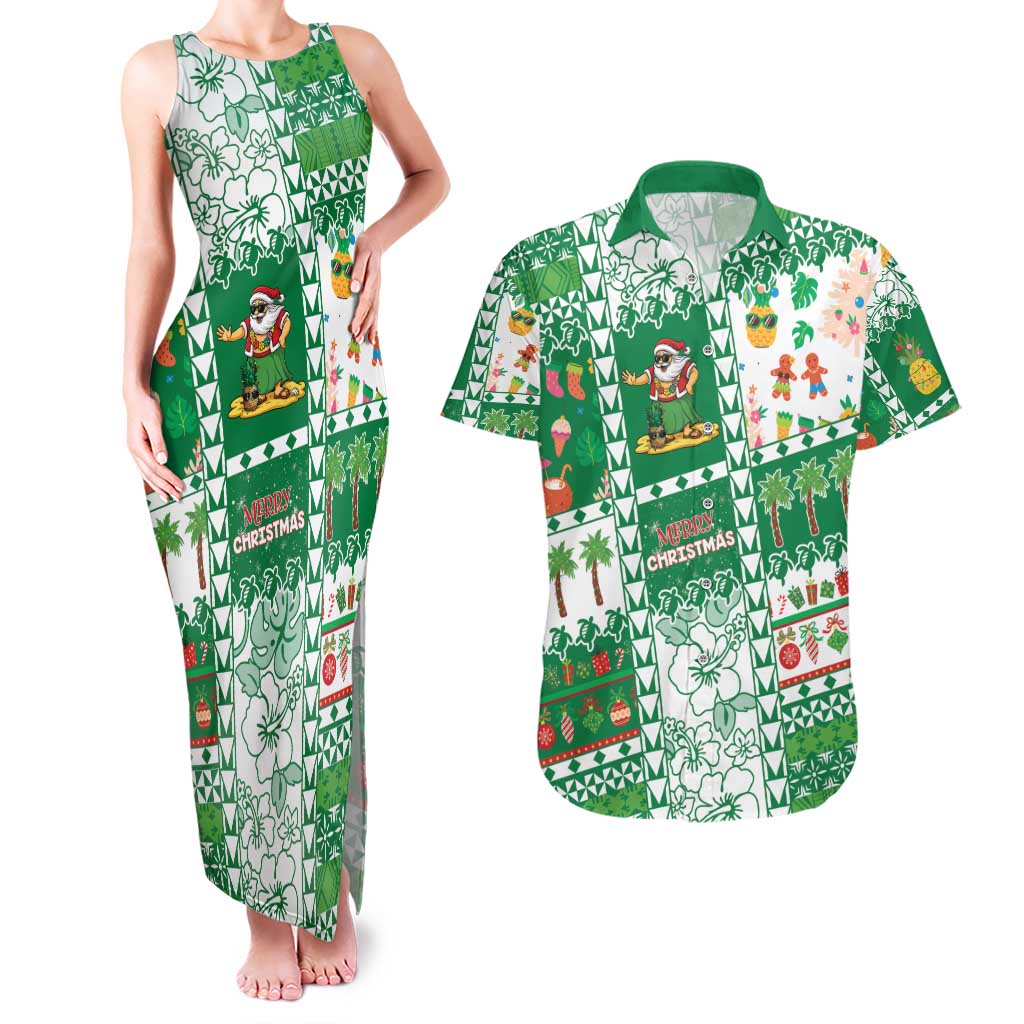 Norfolk Island Christmas Couples Matching Tank Maxi Dress and Hawaiian Shirt Festive Beach Vibes - Polynesian Pride