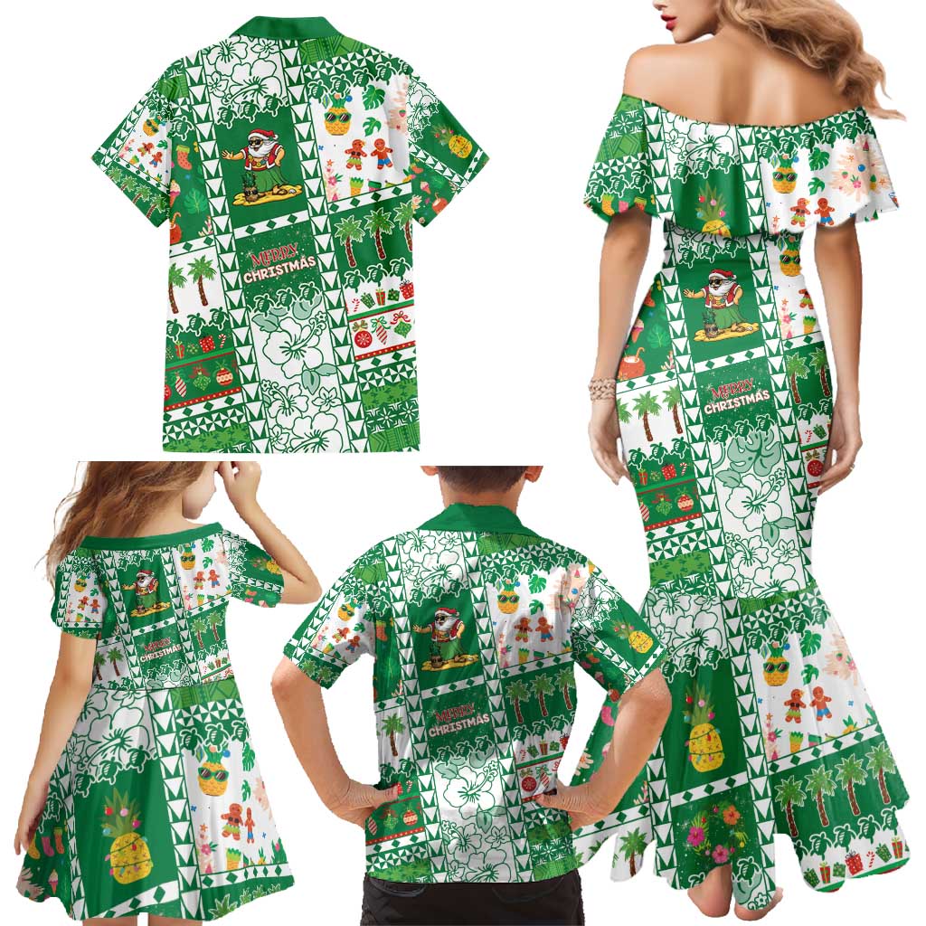 Norfolk Island Christmas Family Matching Mermaid Dress and Hawaiian Shirt Festive Beach Vibes - Polynesian Pride